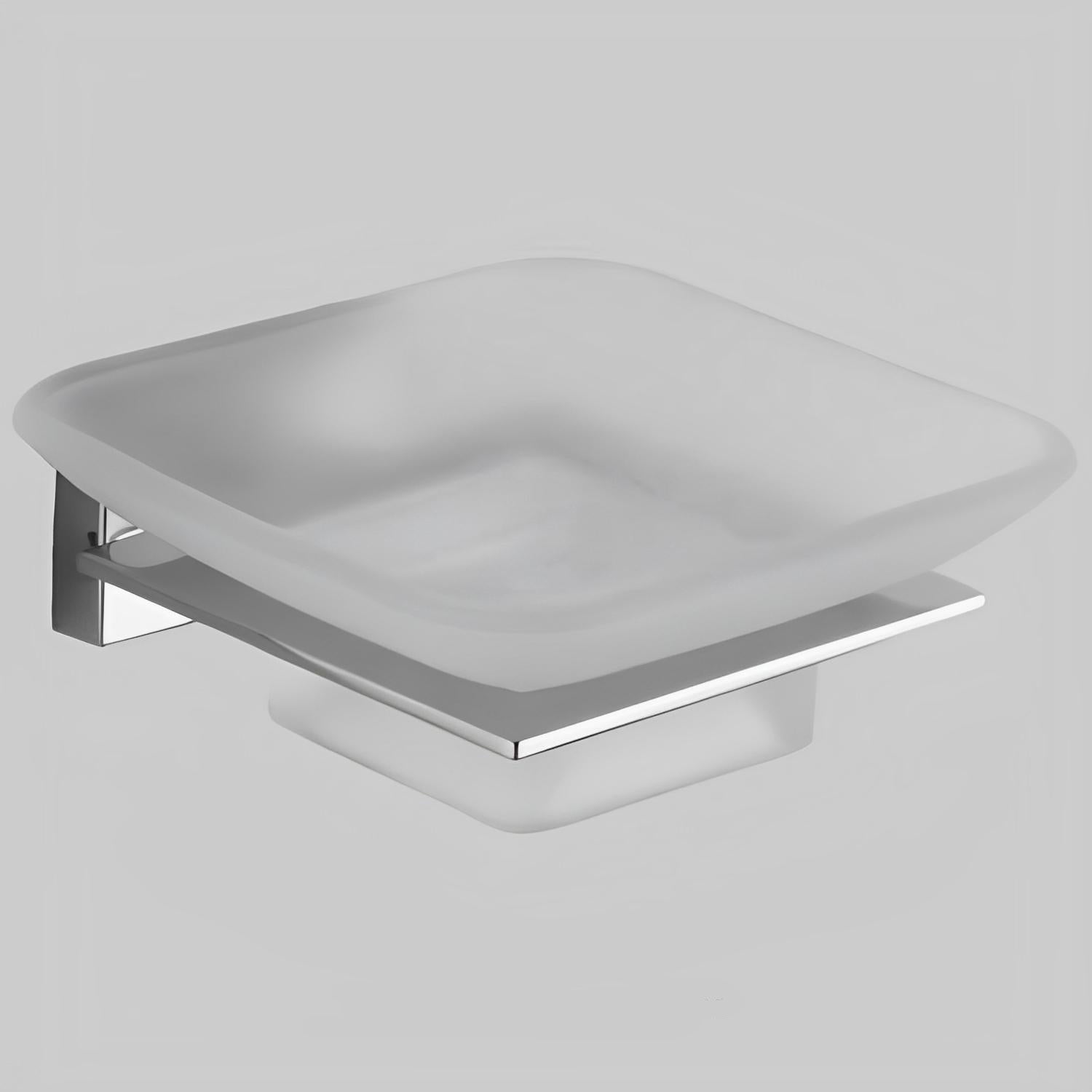 Portasapone a parete BathCore serie Giulia â€“ Vetro e cromo