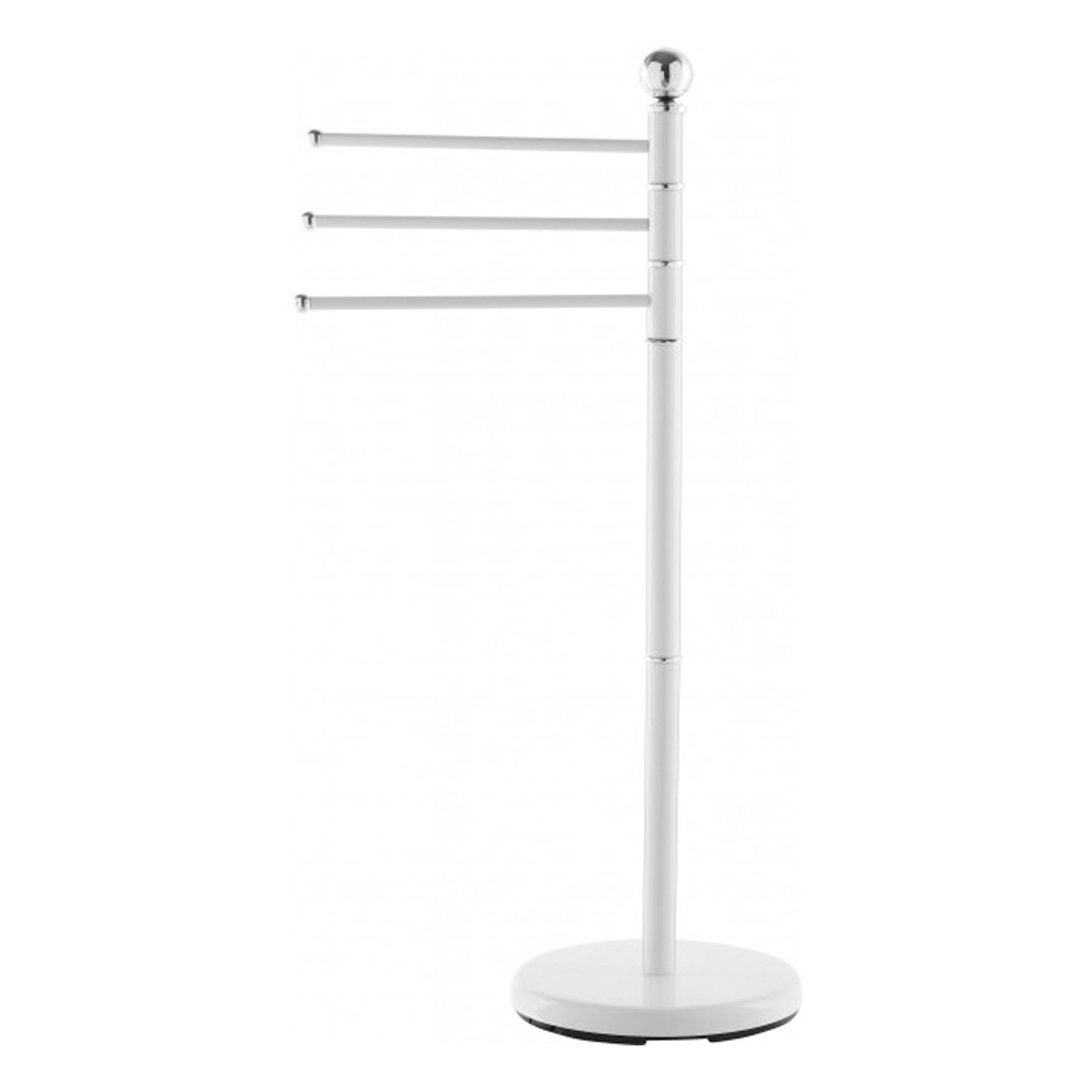 Piantana portasciugamani in acciaio bianco a tre bracci rotanti 90 cm