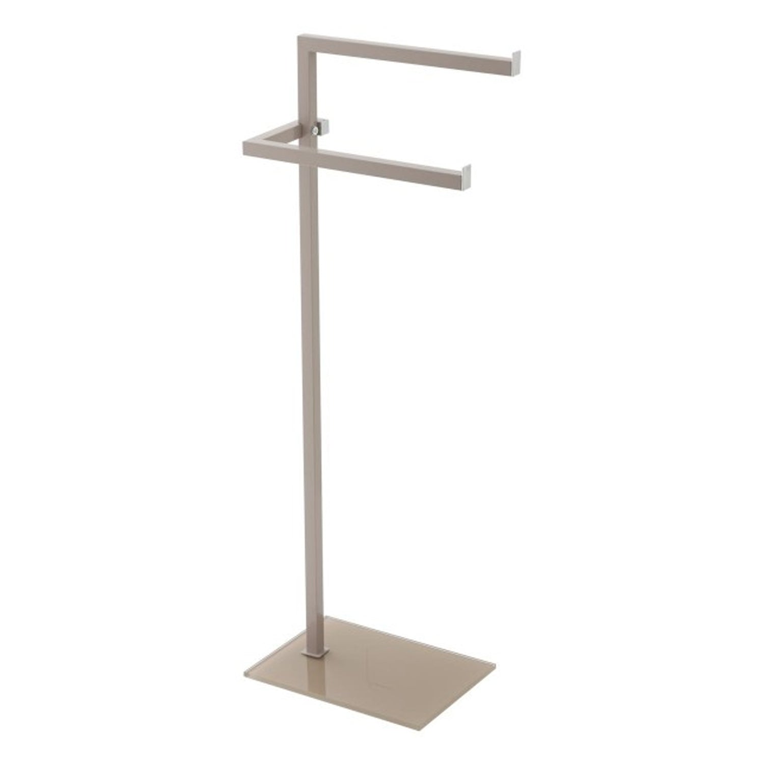 Piantana portasciugamani tortora a due bracci in acciaio e vetro temperato 86