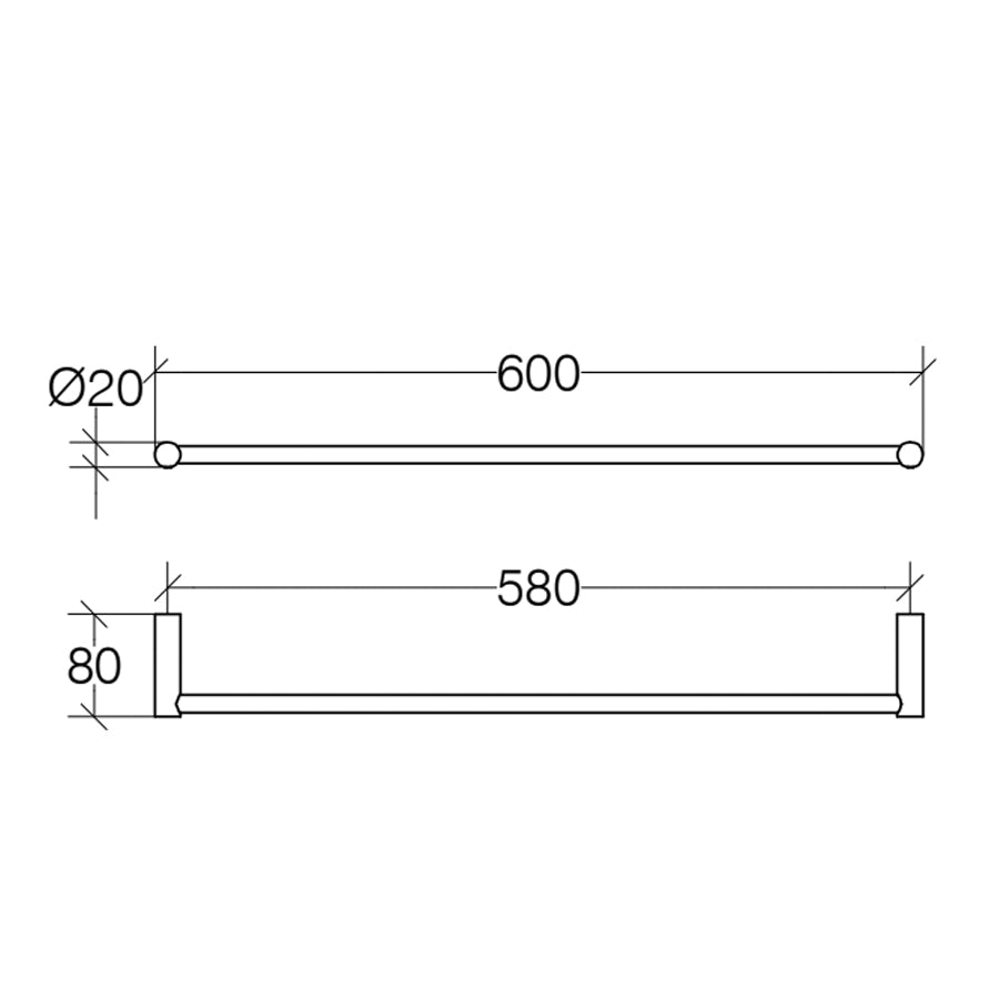 Porta asciugamani fissaggio a muro Lineabeta serie Picola in ottone cromato cm 60