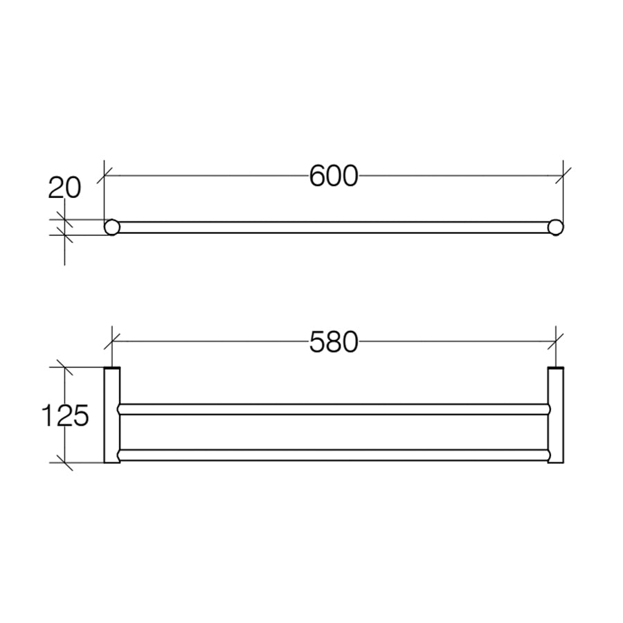 Porta asciugamani doppio Lineabeta Picola con fissaggi a muro in ottone cromato cm 60