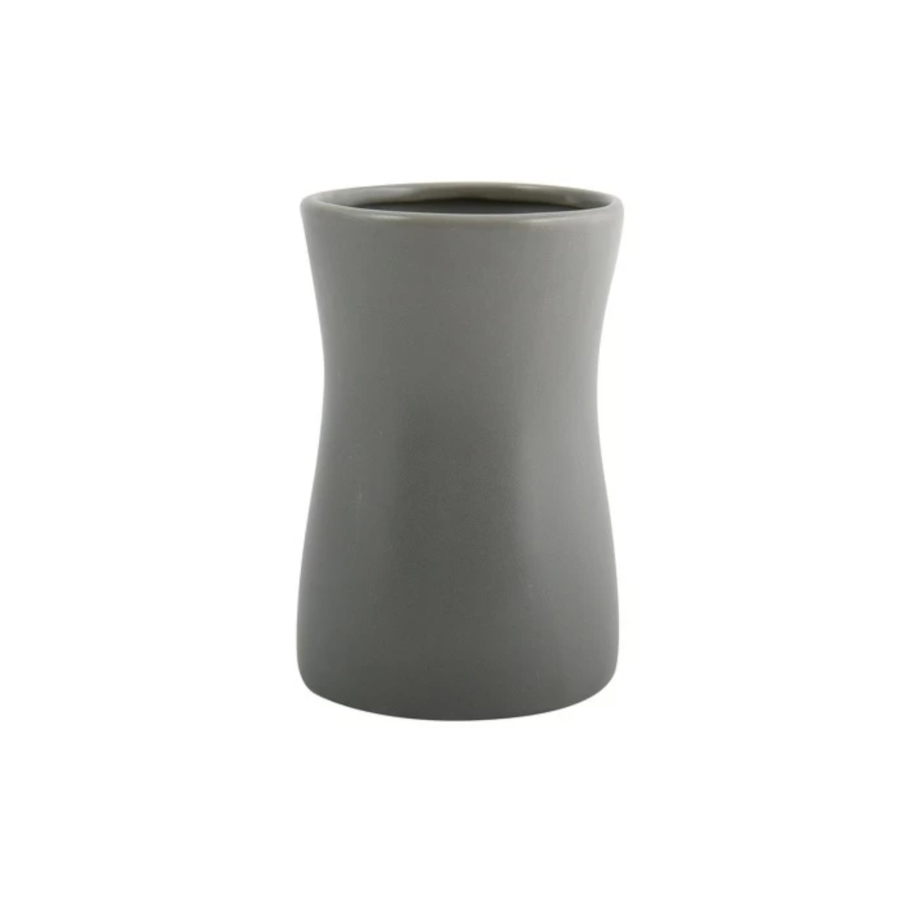 Bicchiere Portaspazzolino in ceramica di colore grigio collezione Athena