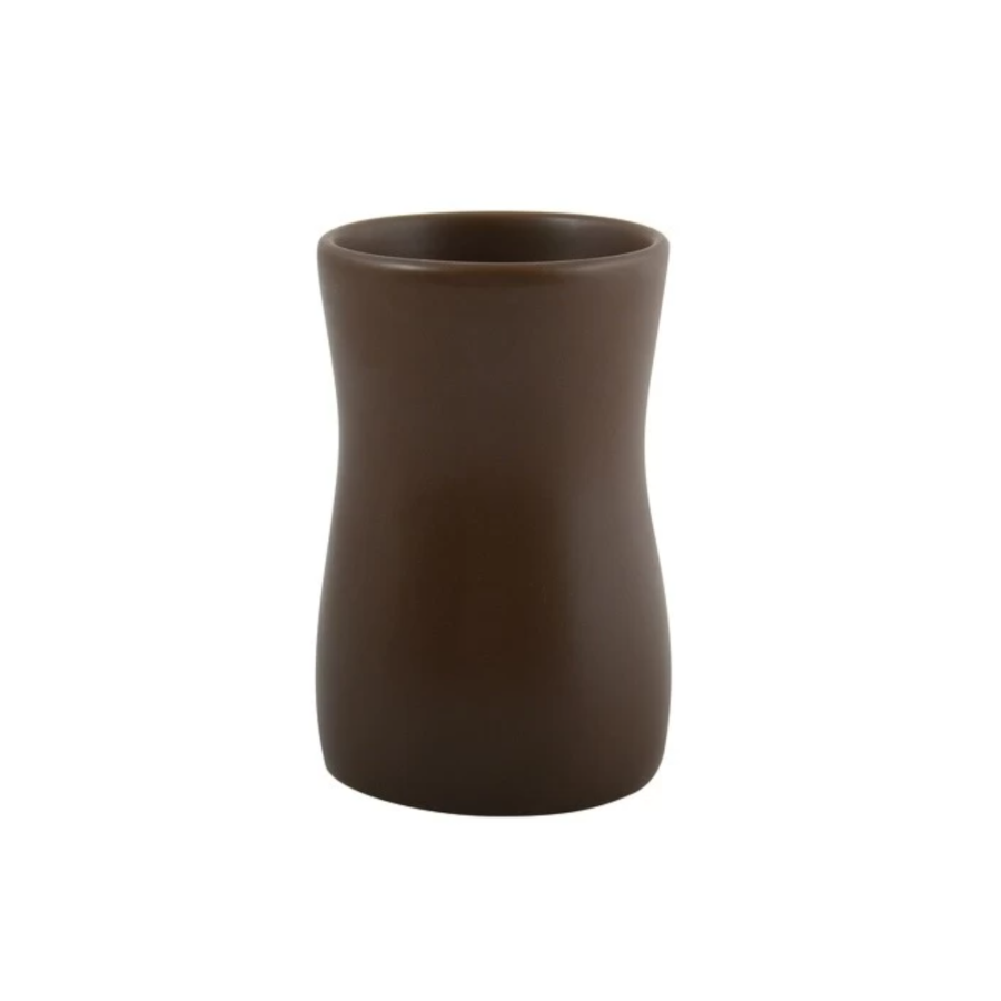 Bicchiere Portaspazzolino in ceramica di colore chocolat  collezione Athena