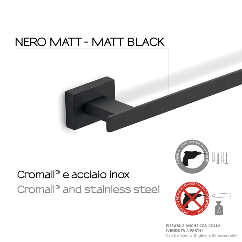 Portasalviette a parete Gedy modello Atena da 35 cm - Nero Matt