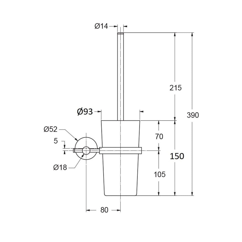 Portascopino serie Arte con attacco singolo in ottone cromo