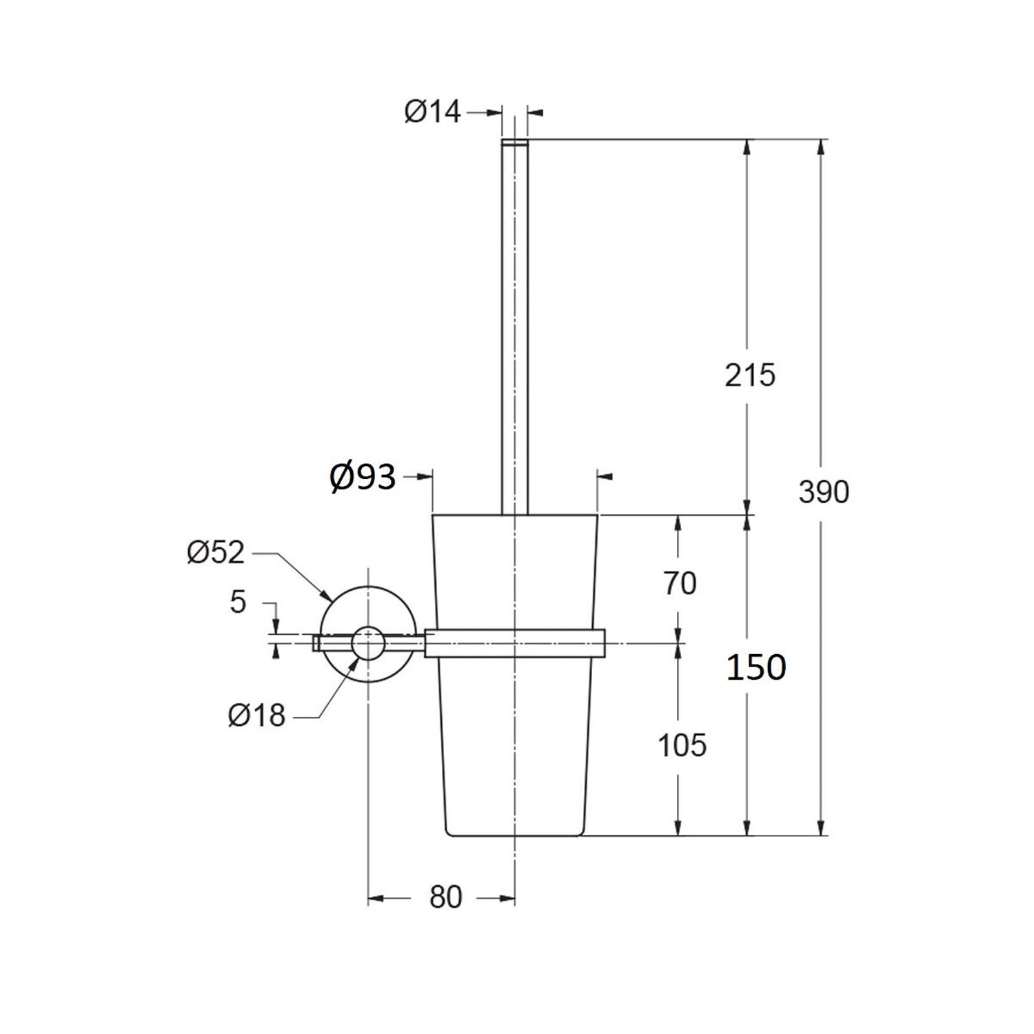 Portascopino serie Arte con attacco singolo in ottone cromo