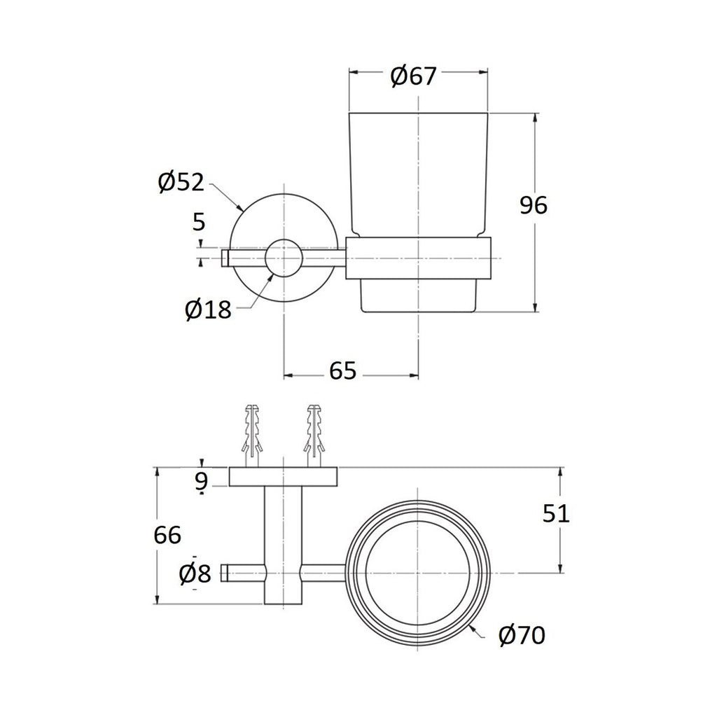 Portaspazzolino serie Arte con attacco singolo in ottone bronzo