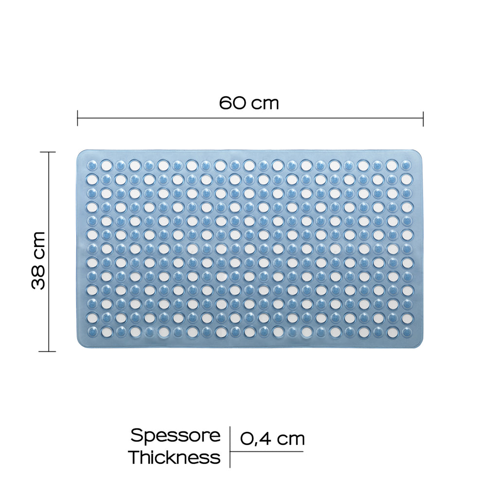 Tappeto antiscivolo vasca 38x60 modello Maim di Gedy - Trasparente azzurro