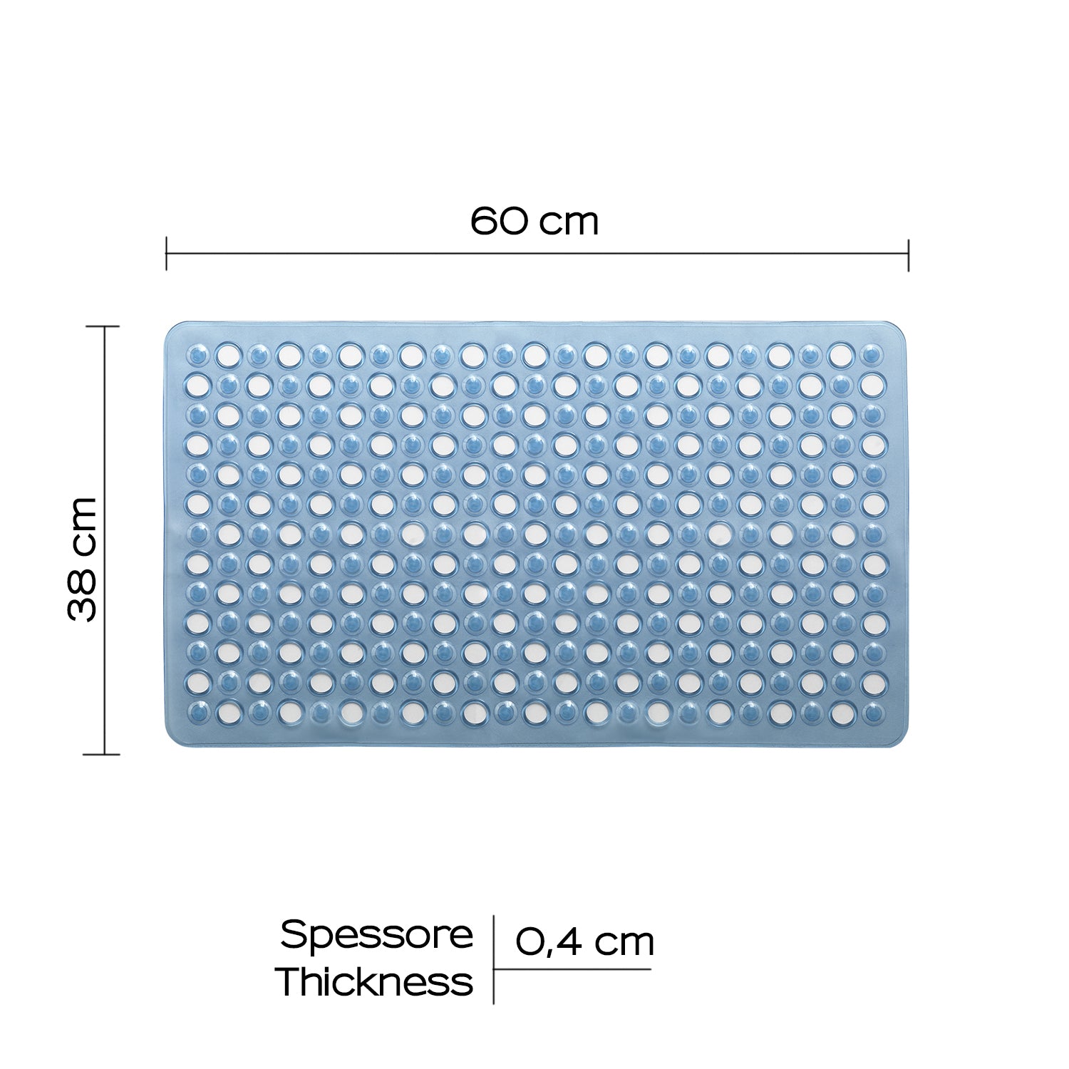 Tappeto antiscivolo vasca 38x60 modello Maim di Gedy - Trasparente azzurro