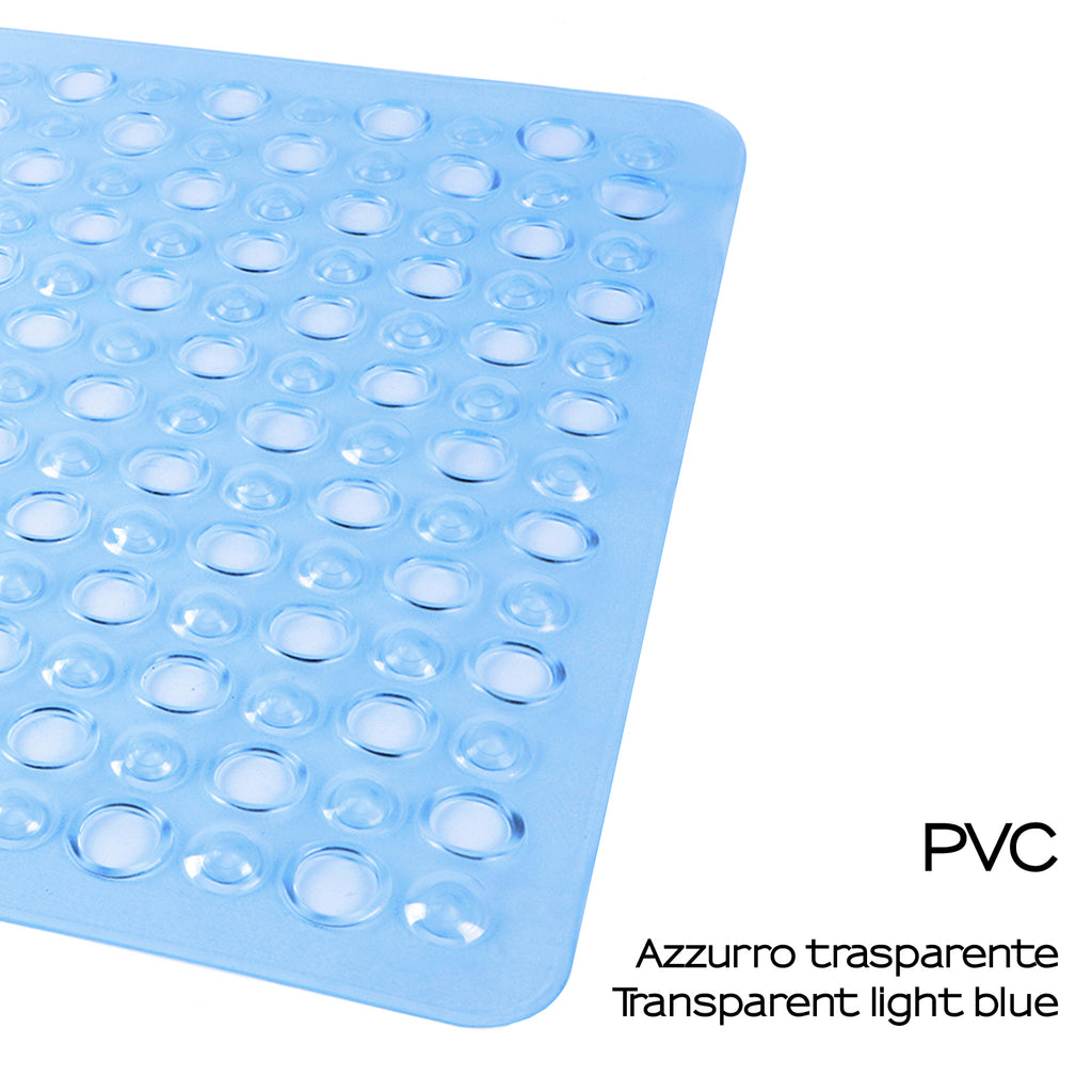 Tappeto antiscivolo doccia 50x50 modello Maim di Gedy - Trasparente azzurro