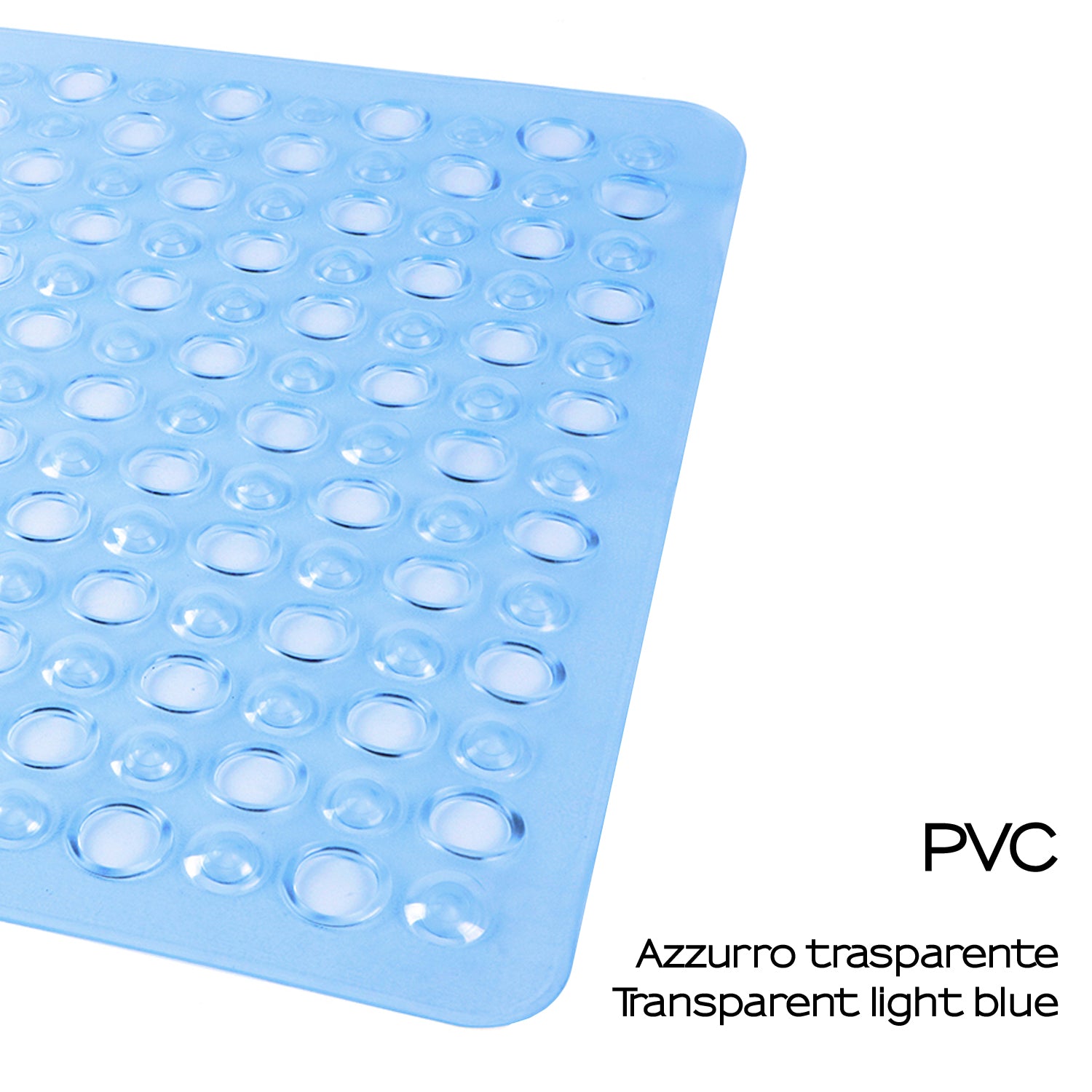 Tappeto antiscivolo doccia 50x50 modello Maim di Gedy - Trasparente azzurro