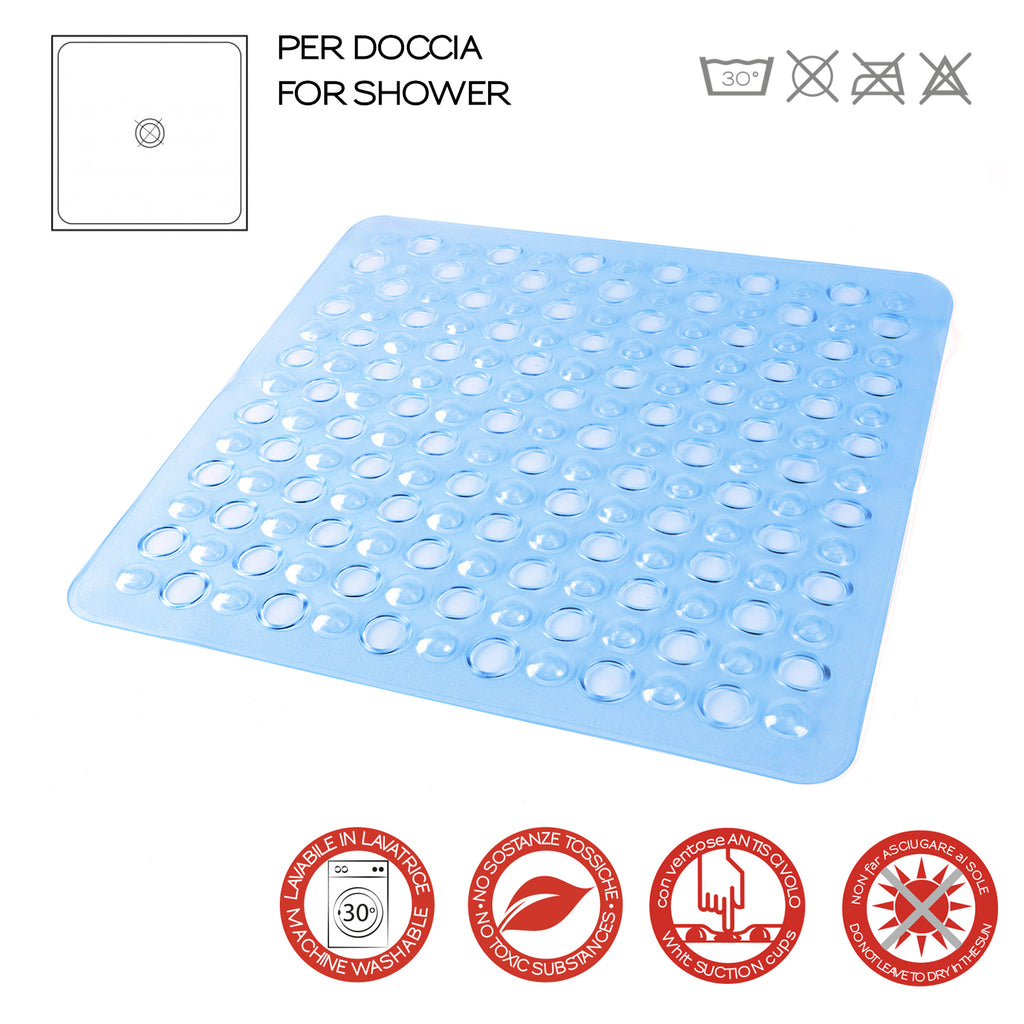 Tappeto antiscivolo doccia 50x50 modello Maim di Gedy - Trasparente azzurro