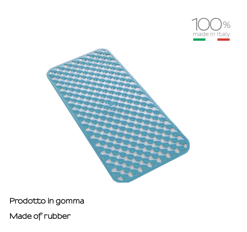 Tappeto antiscivolo vasca 36x71 in gomma modello Geo di Gedy - Azzurro