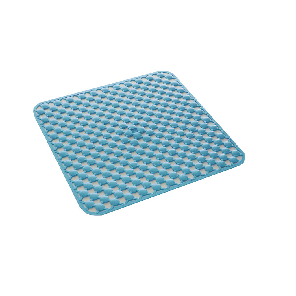 Tappeto antiscivolo doccia 53x53 in gomma modello Geo di Gedy - Azzurro