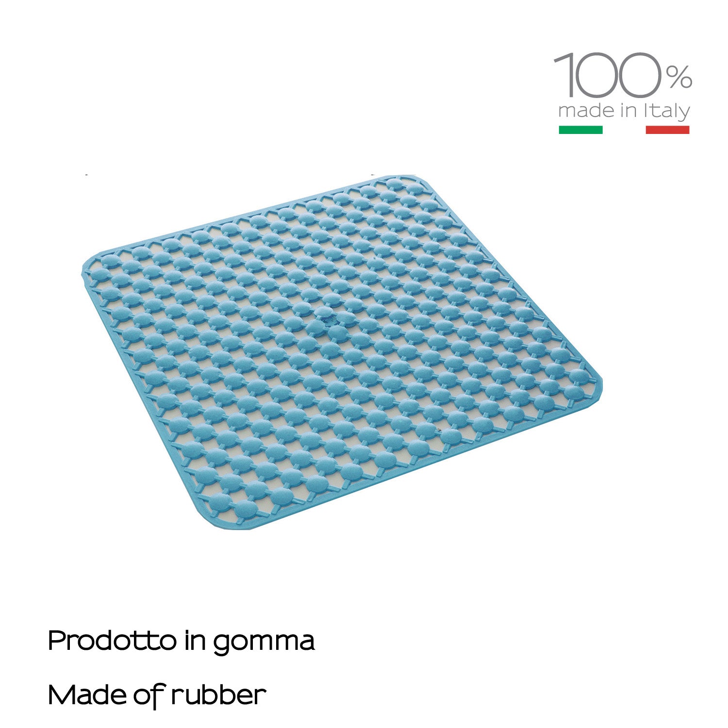 Tappeto antiscivolo doccia 53x53 in gomma modello Geo di Gedy - Azzurro
