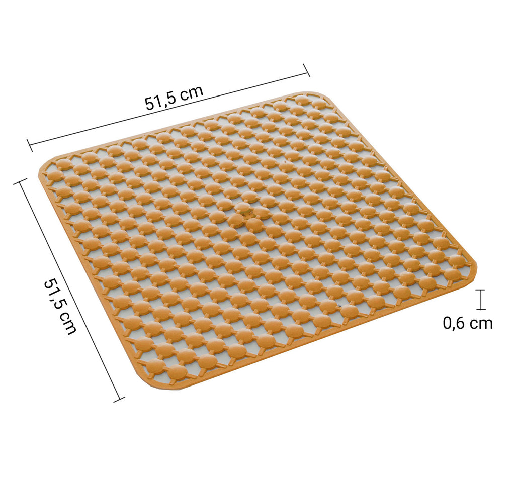 Tappeto antiscivolo doccia 53x53 in gomma modello Geo di Gedy - Arancione
