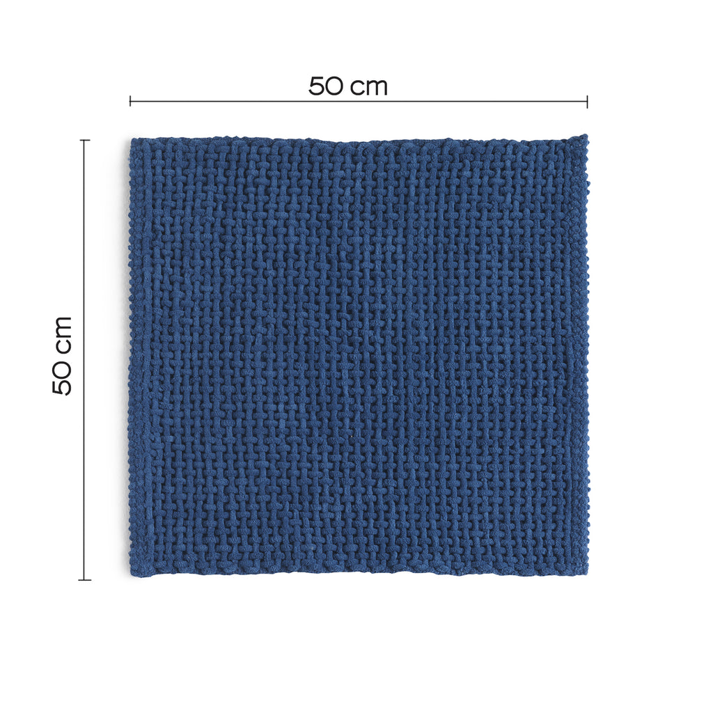 Tappeto 50x50 in cotone e poliestere con fondo antiscivolo Knot di Gedy - Blu