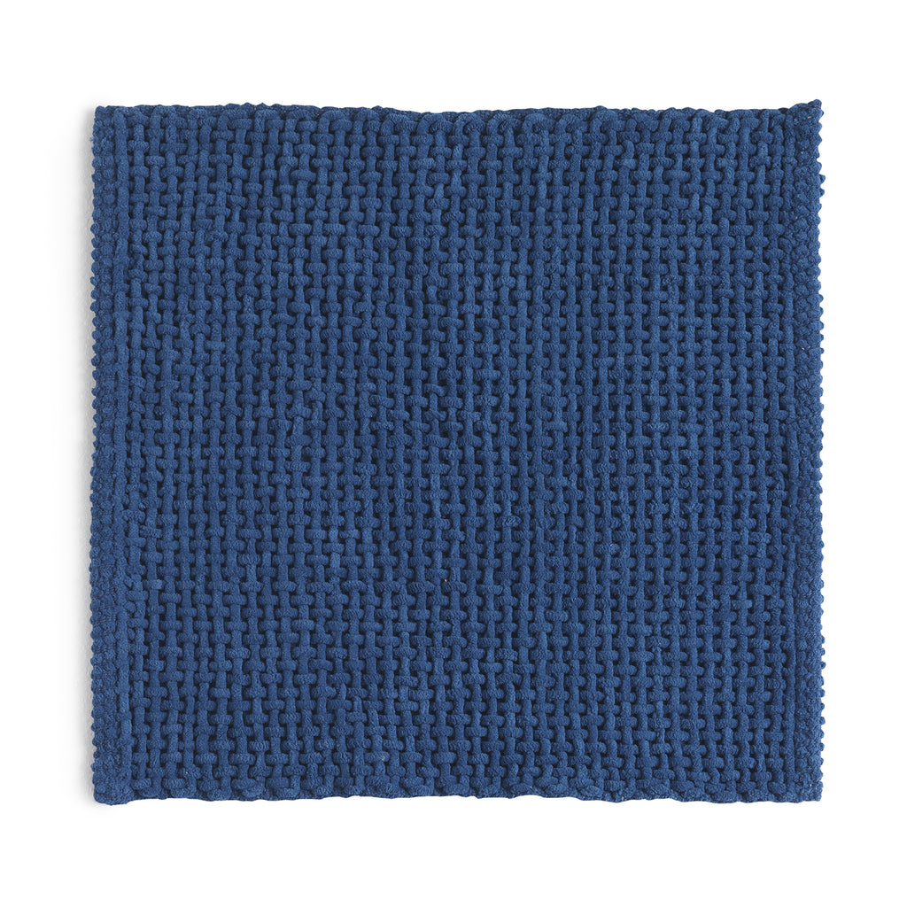 Tappeto 50x50 in cotone e poliestere con fondo antiscivolo Knot di Gedy - Blu