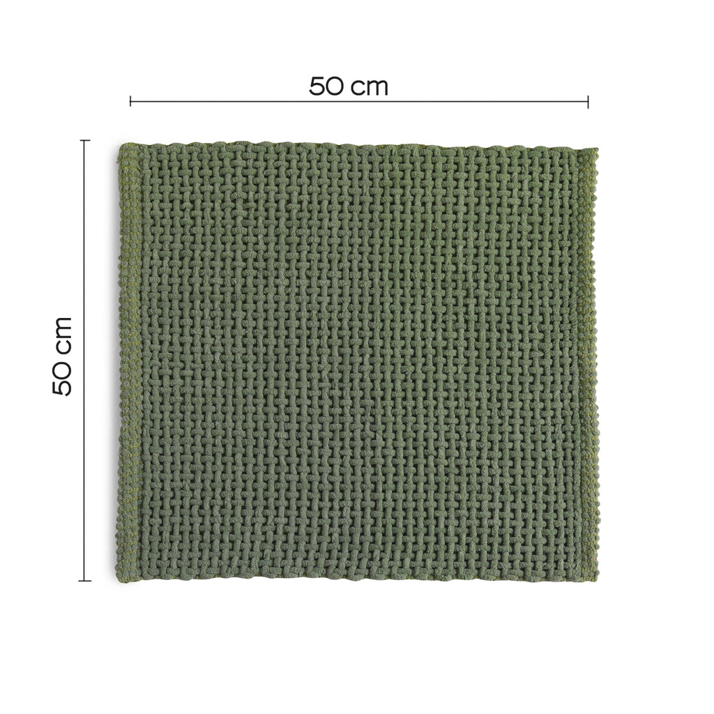 Tappeto 50x50 in cotone e poliestere con fondo antiscivolo Knot di Gedy - Verde