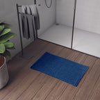 Tappeto 50x80 in cotone e poliestere con fondo antiscivolo Knot di Gedy - Blu