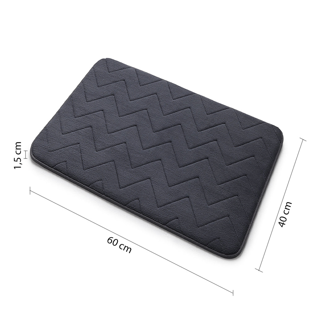 Tappeto 40x60 in memory foam con fondo antiscivolo Mousse di Gedy - Antracite