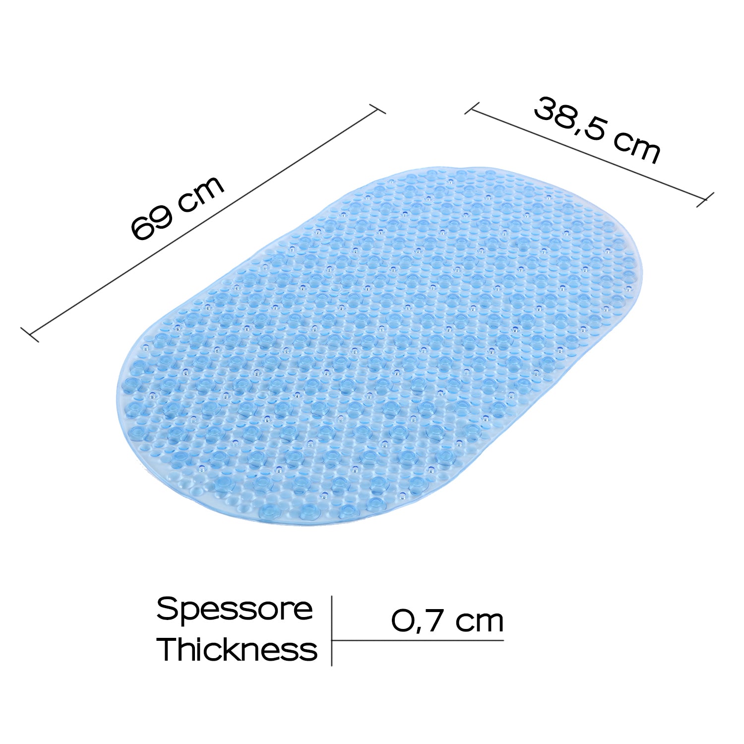 Tappeto antiscivolo vasca modello Solid di Gedy - Azzurro trasparente