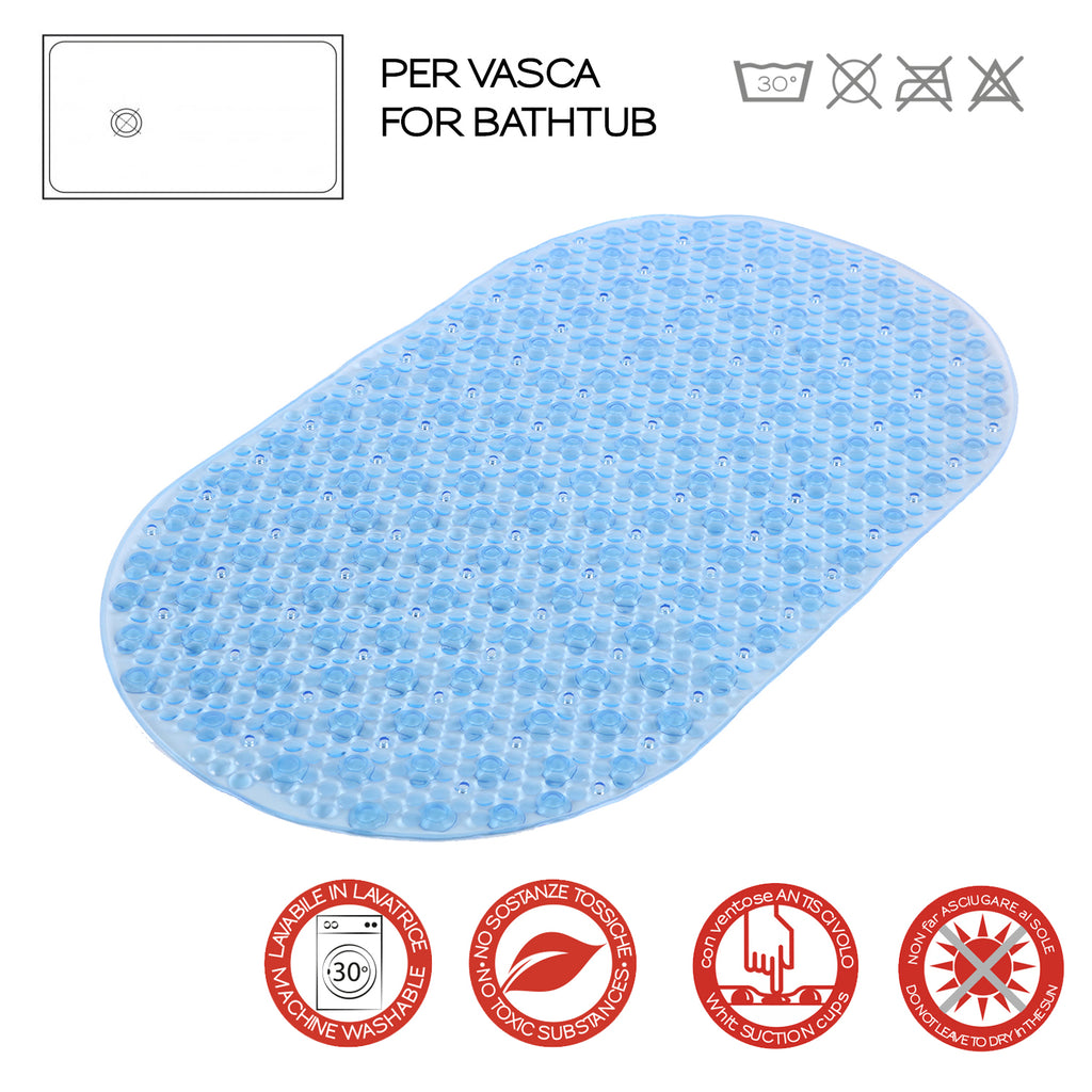 Tappeto antiscivolo vasca modello Solid di Gedy - Azzurro trasparente
