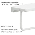 Porta rotolo a muro con piano d'appoggio di Gedy in acciaio inox - Bianco