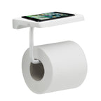 Porta rotolo a muro con piano d'appoggio di Gedy in acciaio inox - Bianco