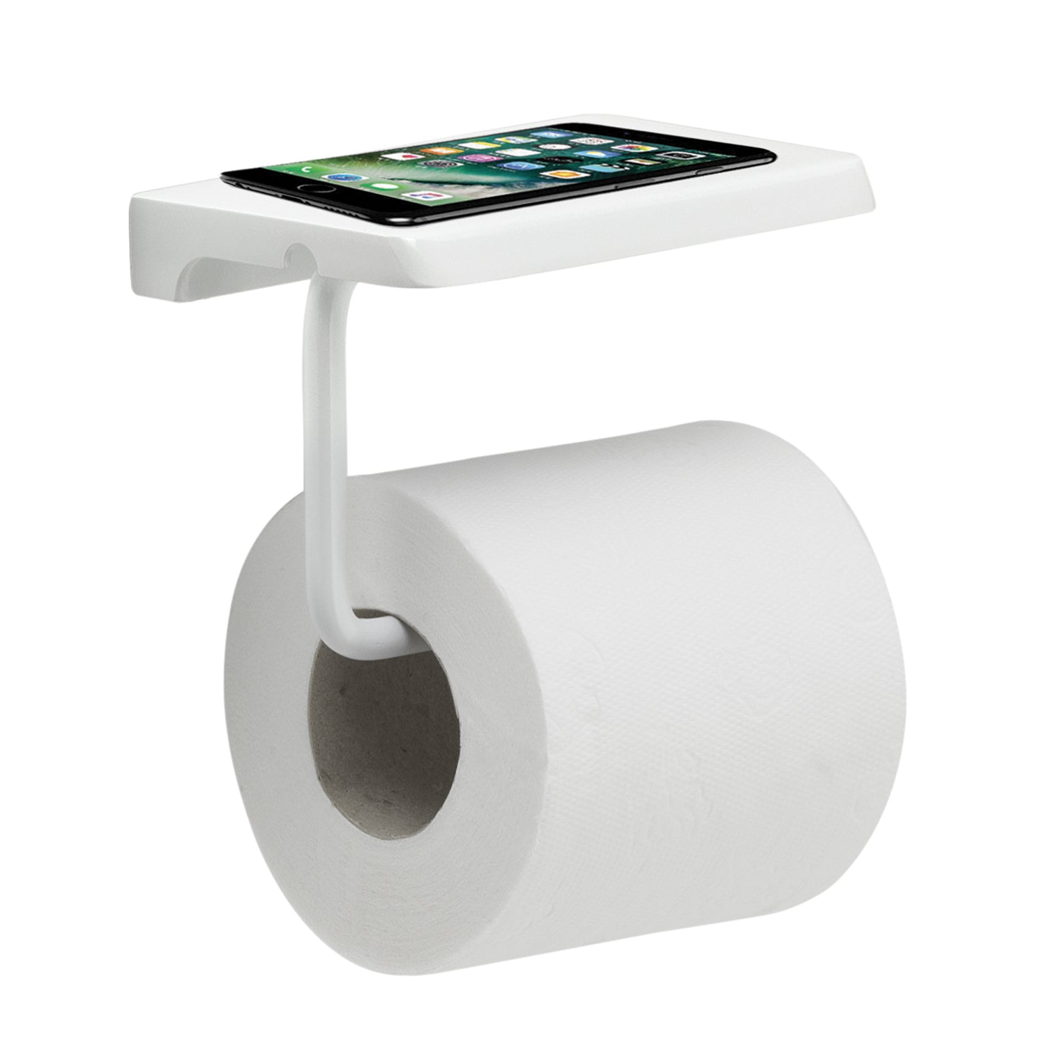 Porta rotolo a muro con piano d'appoggio di Gedy in acciaio inox - Bianco