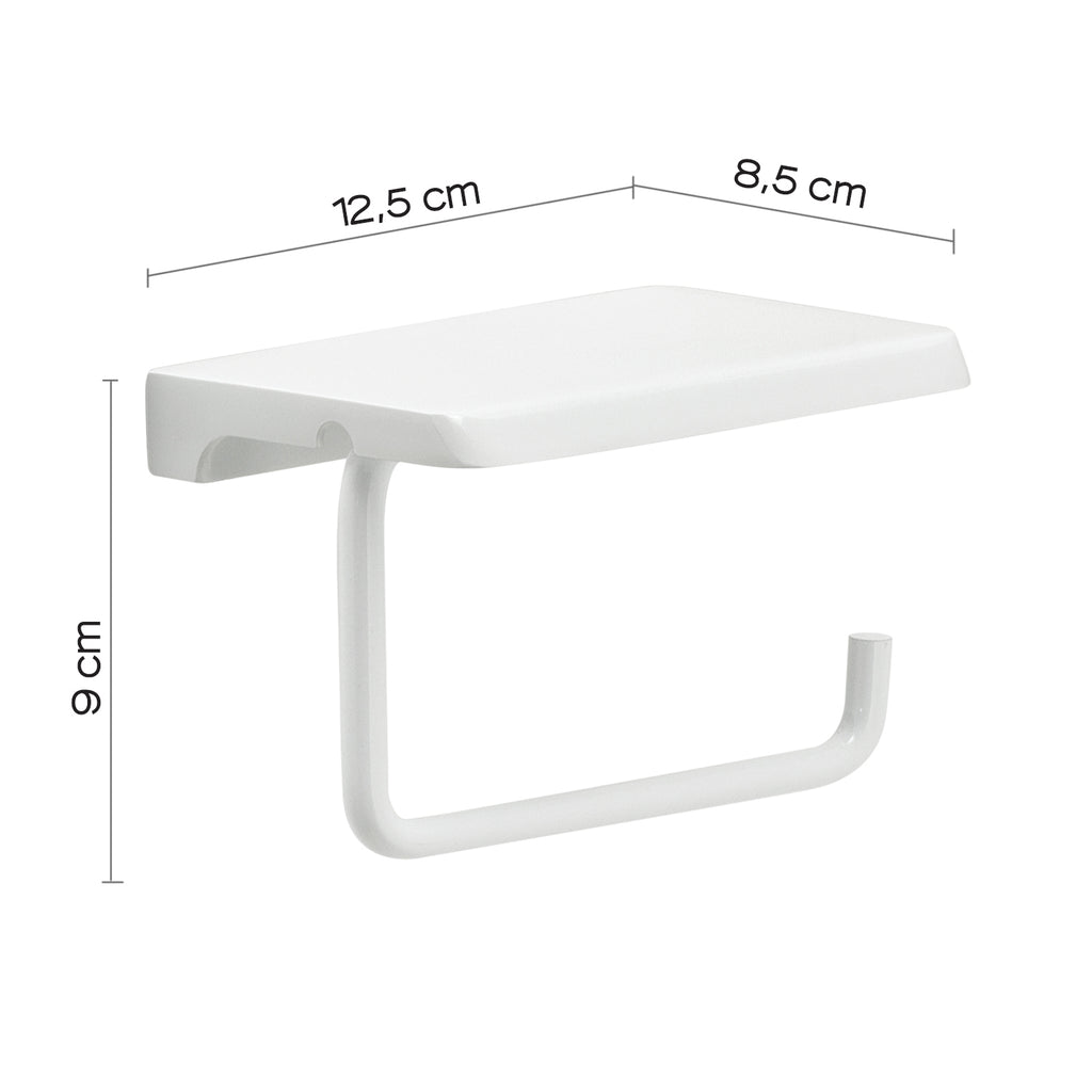 Porta rotolo a muro con piano d'appoggio di Gedy in acciaio inox - Bianco