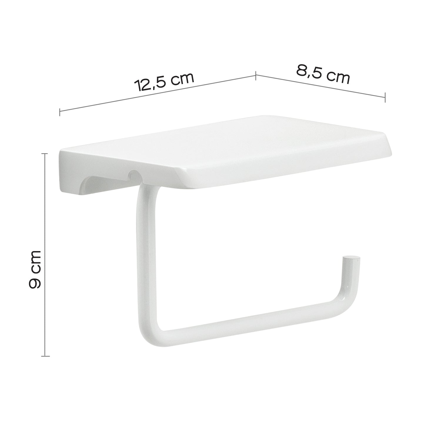 Porta rotolo a muro con piano d'appoggio di Gedy in acciaio inox - Bianco