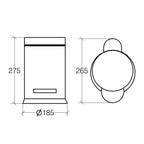 Cesto portarifiuti in acciaio inox lucido con interno in polipropilene nero. Apertura a pedale capienza 3Lt Lineabeta Sestei