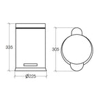 Cesto portarifiuti in acciaio inox lucido con interno in polipropilene nero. Apertura a pedale capienza 5Lt Lineabeta Sestei