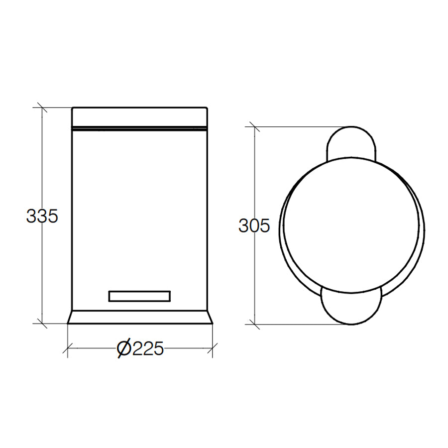Cesto portarifiuti in acciaio inox lucido con interno in polipropilene nero. Apertura a pedale capienza 5Lt Lineabeta Sestei