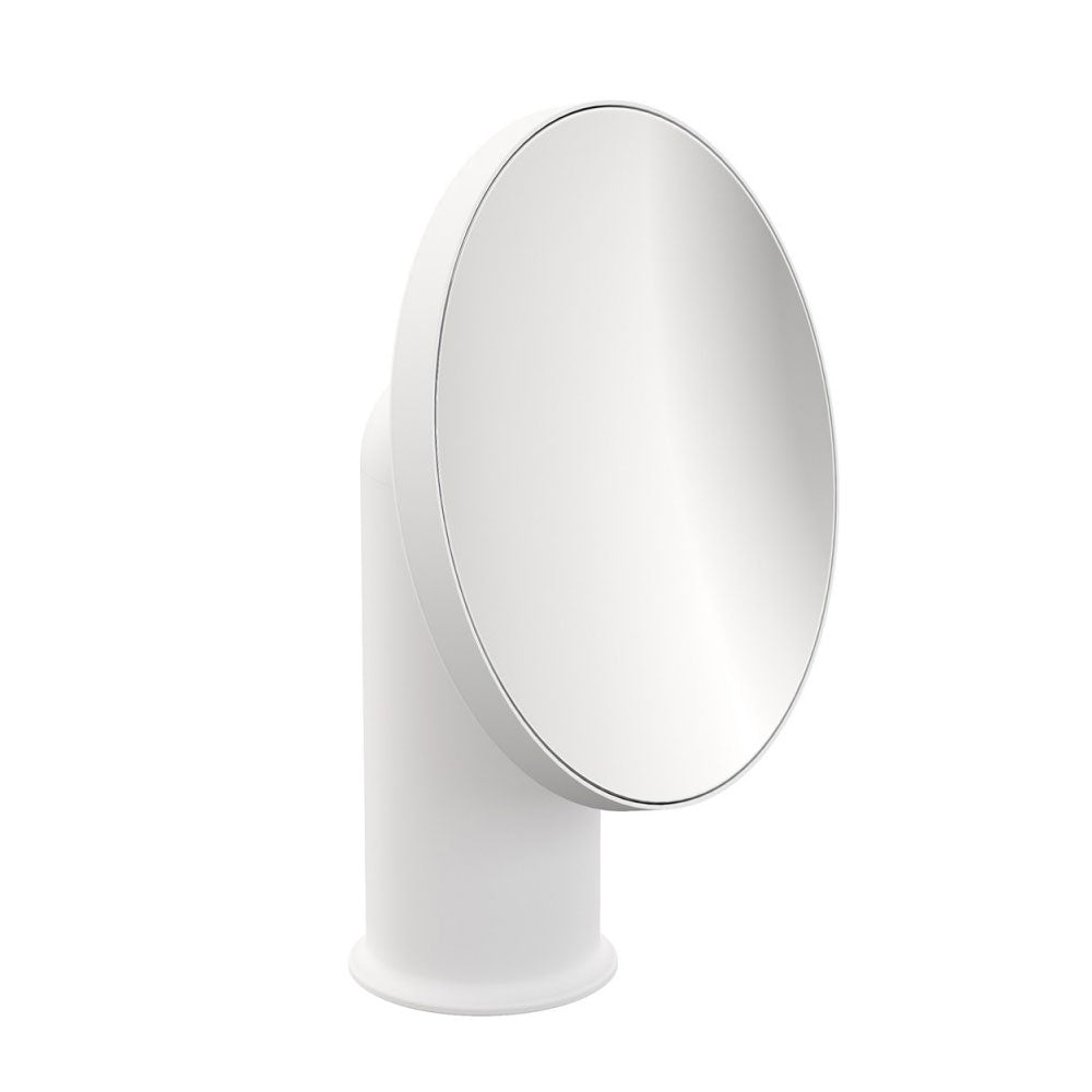 Specchio ingranditore da appoggio in acciaio della collezione 'Geyser' by Cosmic - Bianco satinato