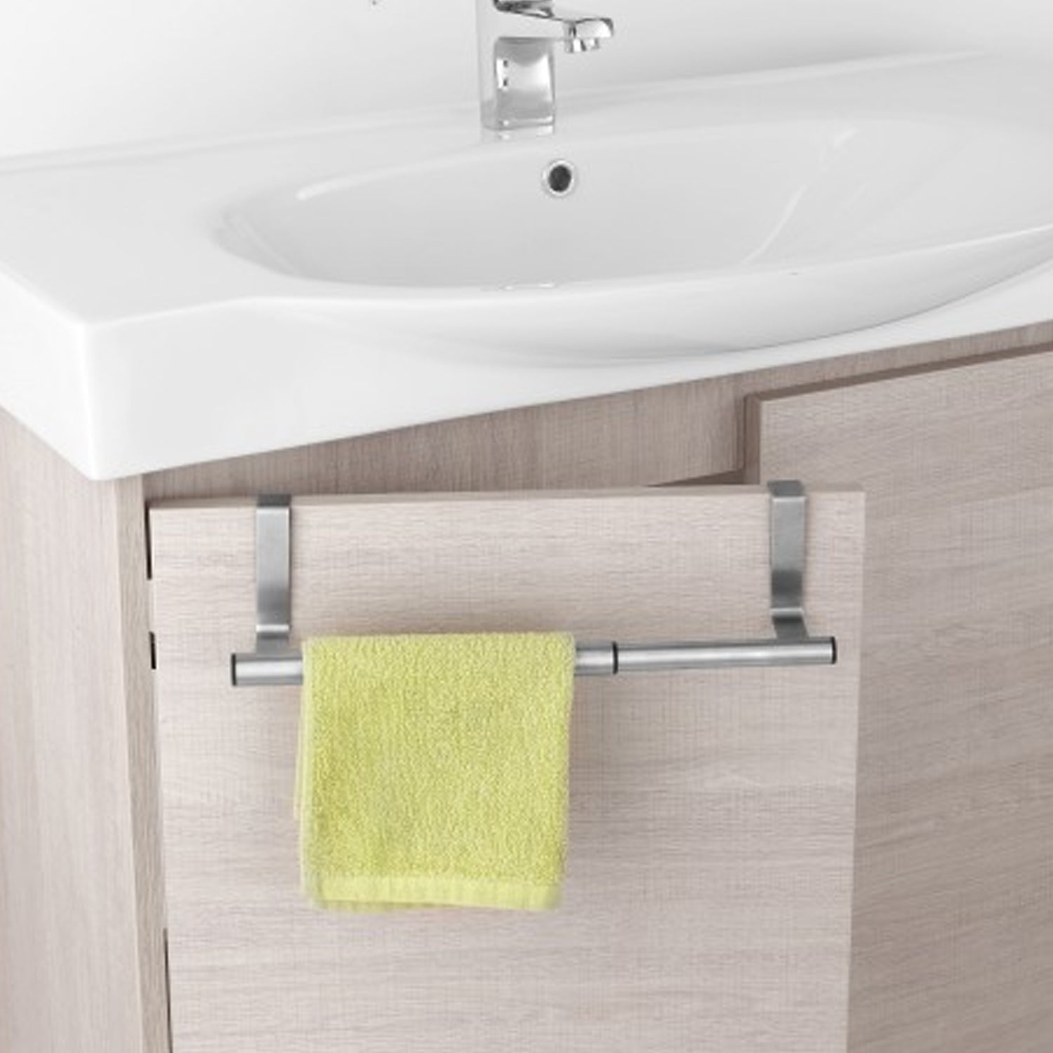 Barra portasciugamani telescopica con ganci per anta in acciaio satinato