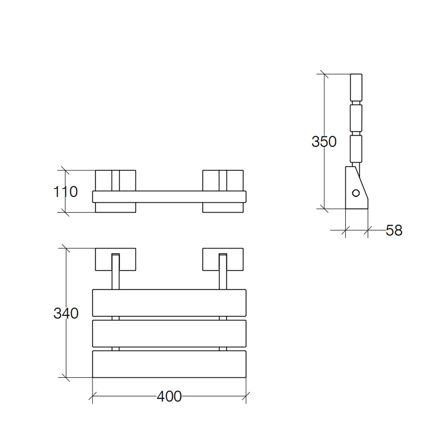 Sedile doccia in teak con supporti a muro in acciaio inox lucido Lineabeta Scagni. Portata 130 Kg