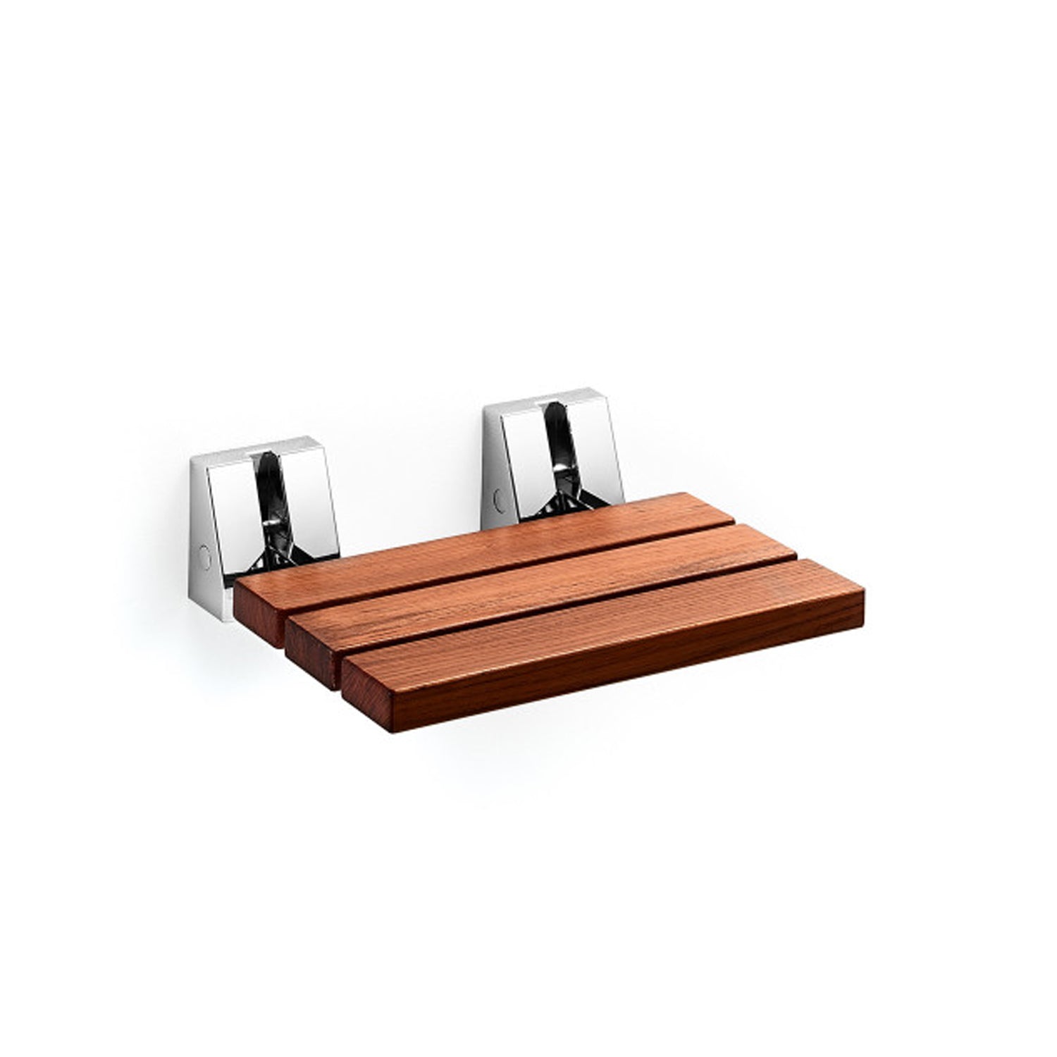 Sedile doccia in teak con supporti a muro in acciaio inox lucido Lineabeta Scagni. Portata 130 Kg