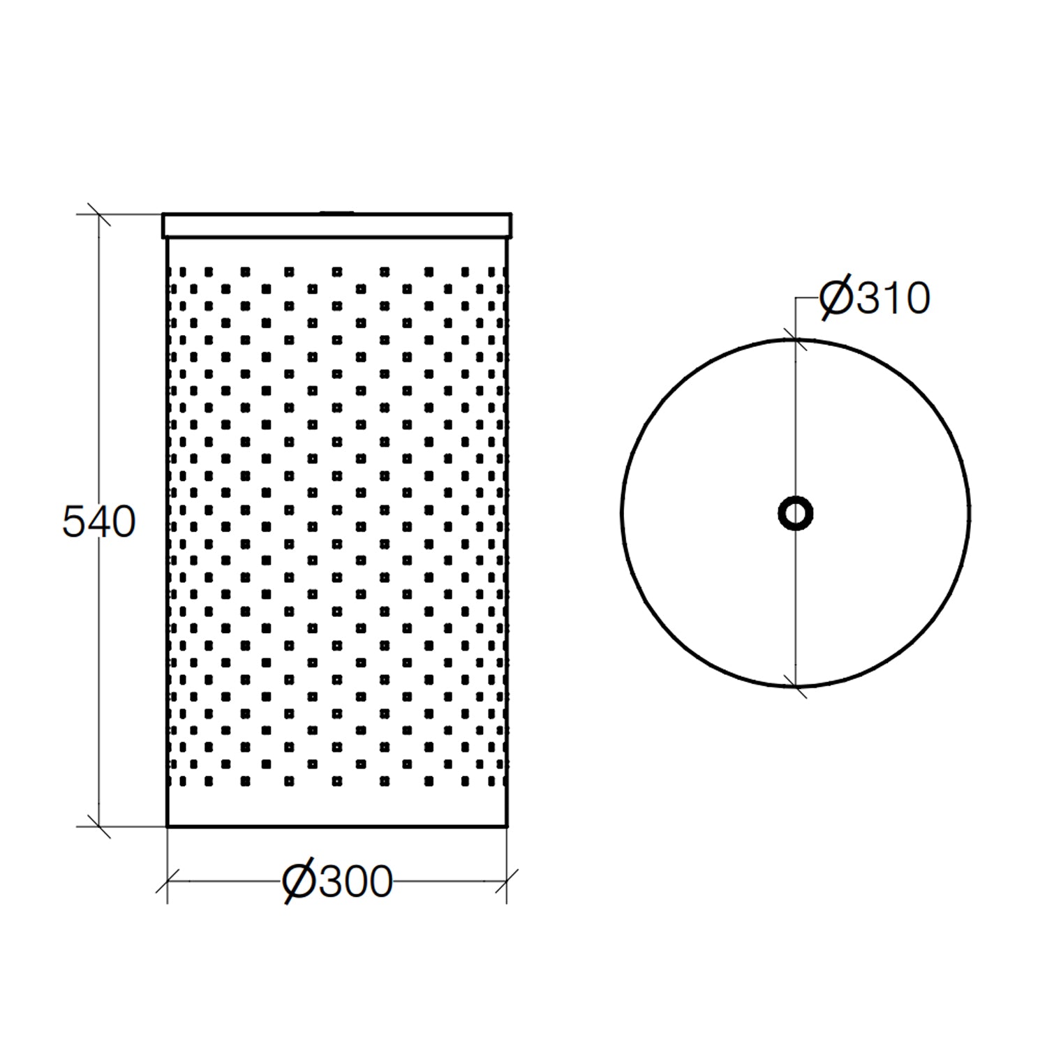 Cesto portabiancheria forato con coperchio in acciaio inox lucido diametro cm 31 Lineabeta Sestei