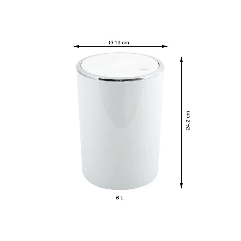 Elegante Pattumiera ribaltabile modello MIKA capienza 6L colore Bianco