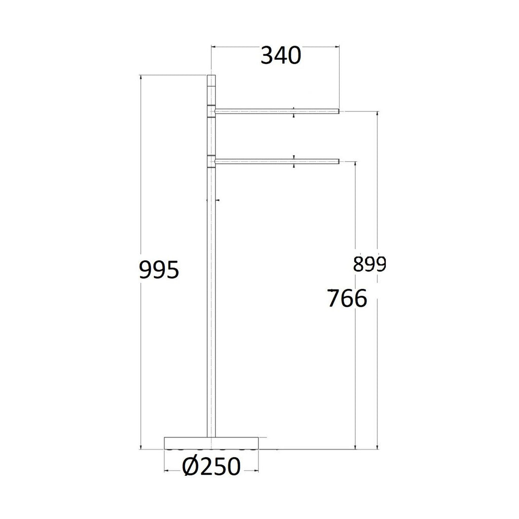 Portasalviette da pavimento in ottone altezza 100cm