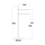 Portasalviette da pavimento in ottone altezza 100cm