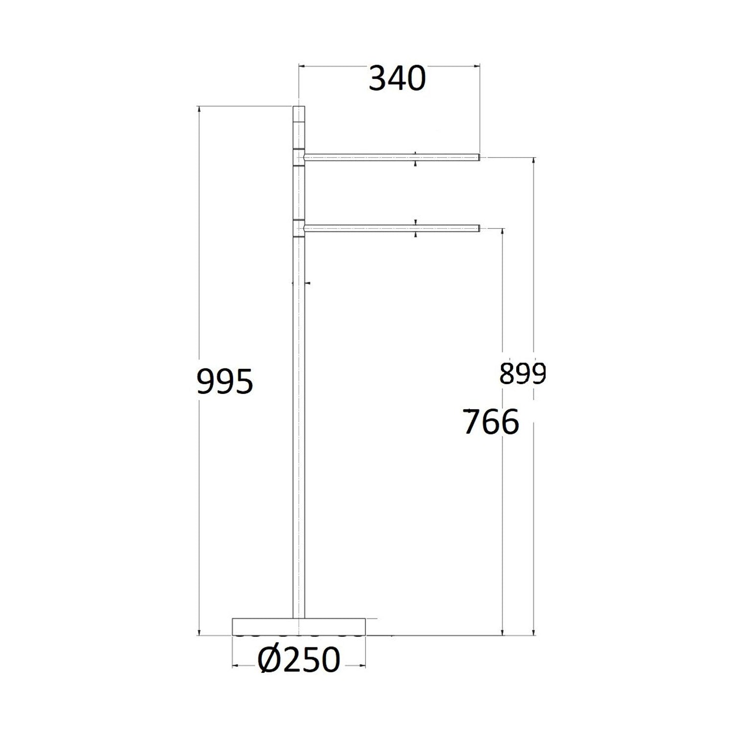 Portasalviette da pavimento in ottone altezza 100cm