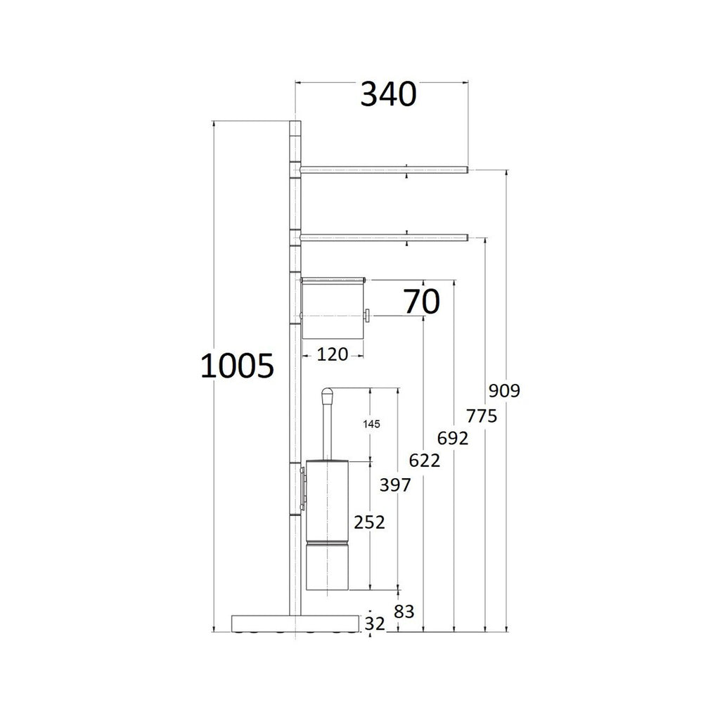 Piantana multifunzione in ottone altezza 100cm