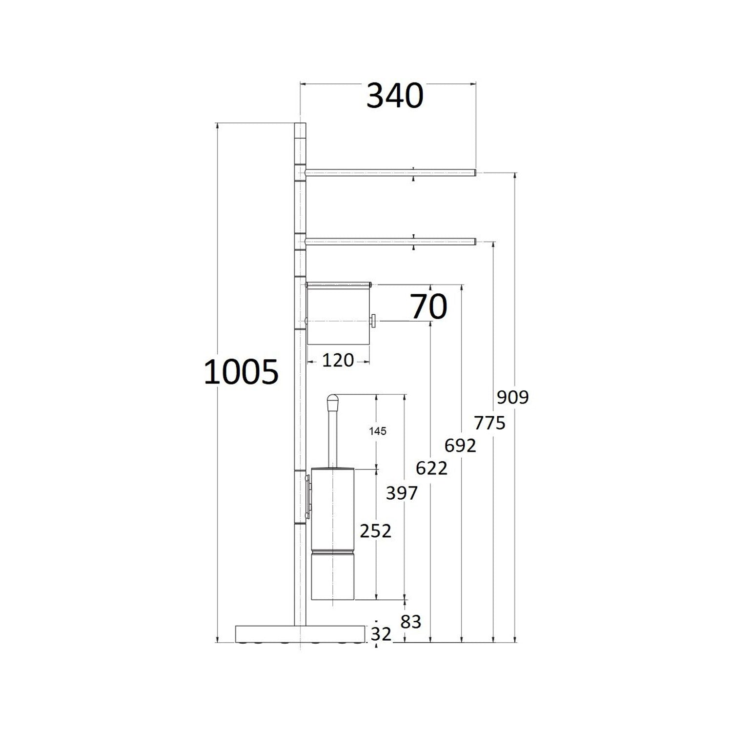 Piantana multifunzione in ottone altezza 100cm