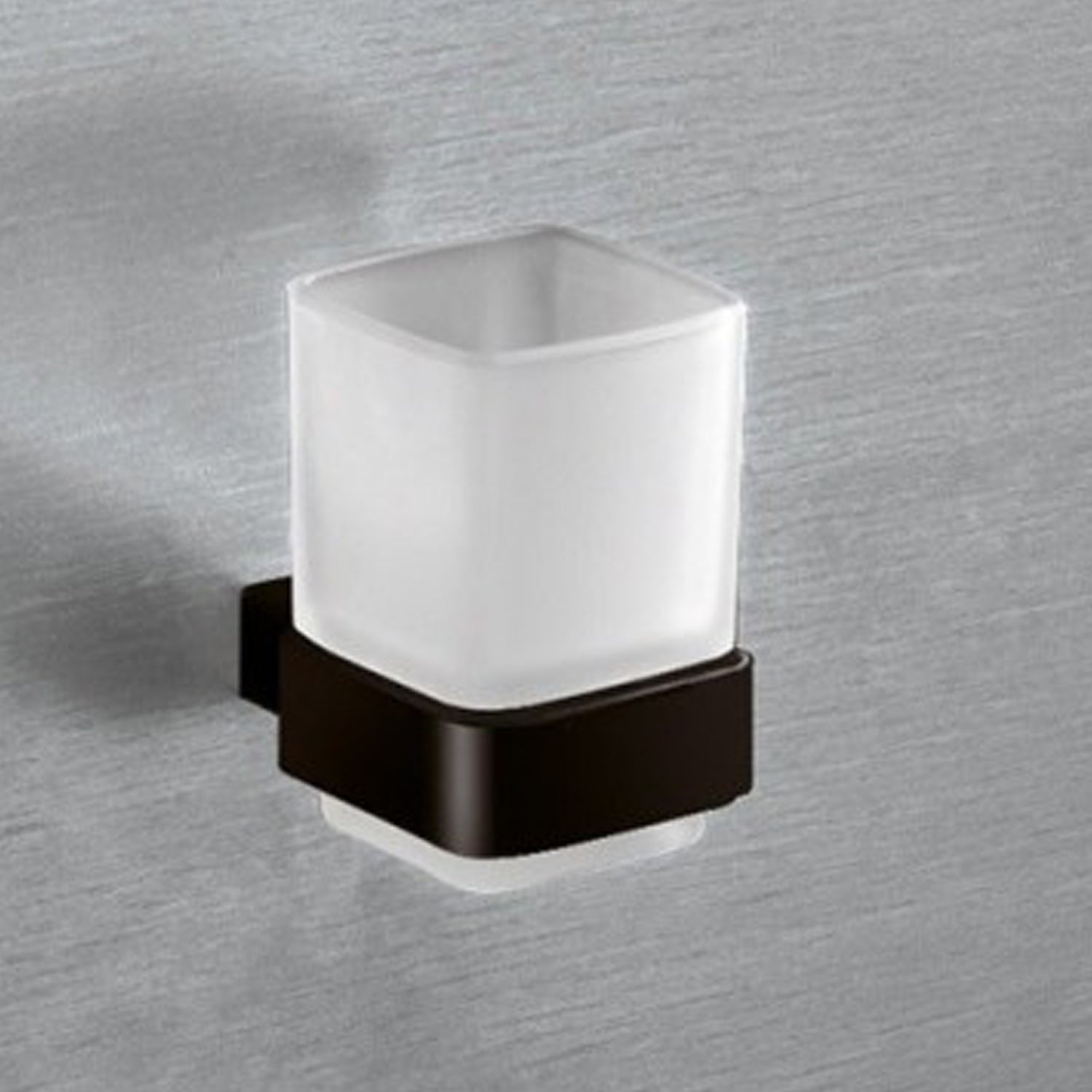 Portaspazzolini a parete con contenitore in Vetro Satinato Gedy serie Lounge - Nero Matt