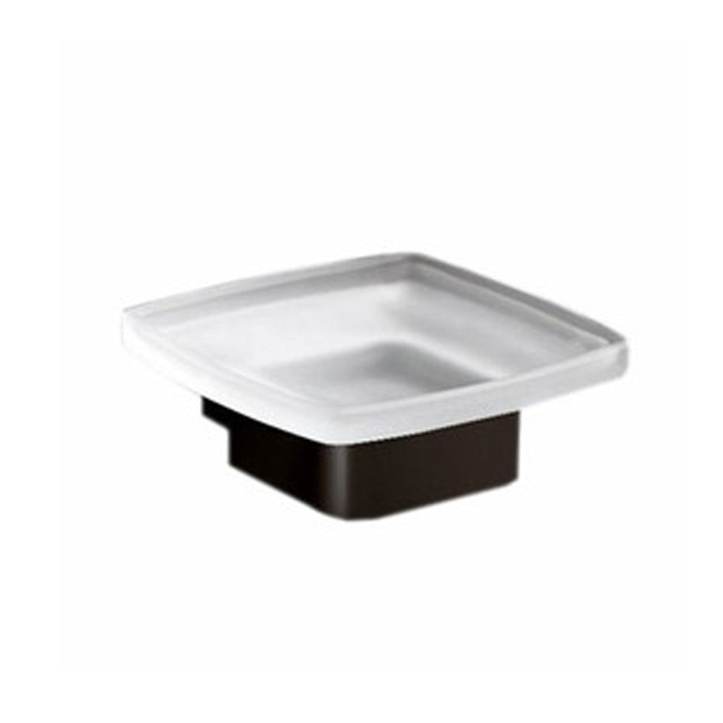 Portasapone a parete Gedy serie Lounge con contenitore in Vetro Satinato - Nero Matt