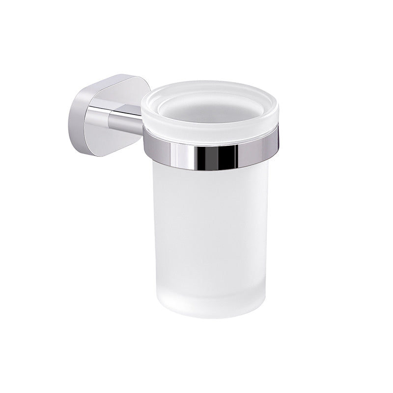 Portaspazzolini a parete Gedy Bernina in vetro e acciaio cromato