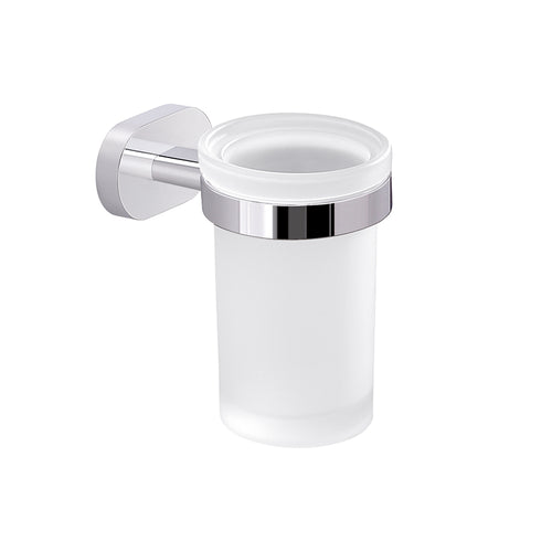 Portaspazzolini a parete Gedy Bernina in vetro e acciaio cromato